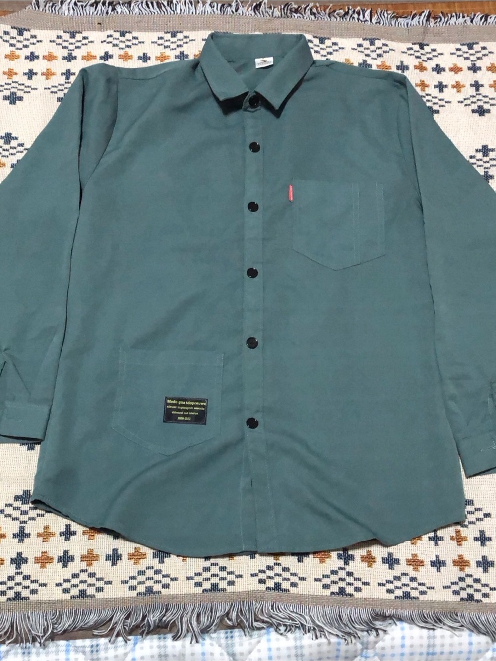 Men's Casual Button-Up Shirt in Teal